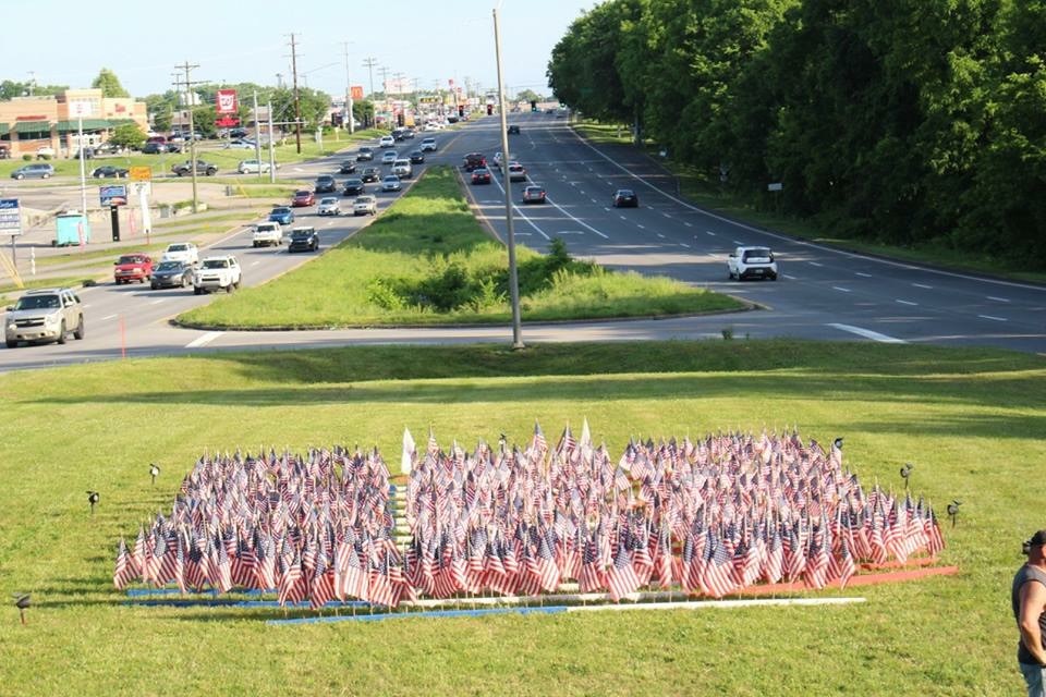 Flags placed at Patriots Park to represent Fort Campbell's fallen