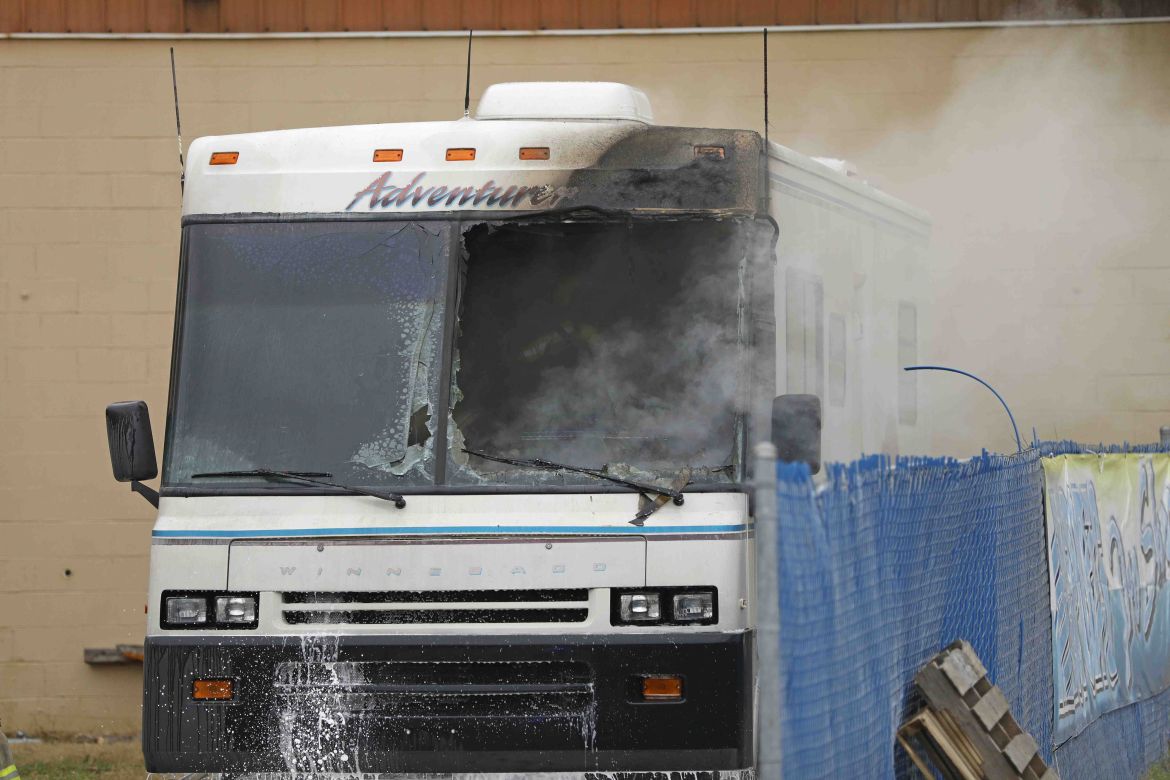 WATCH: Passersby capture footage of burning RV on Kraft Street