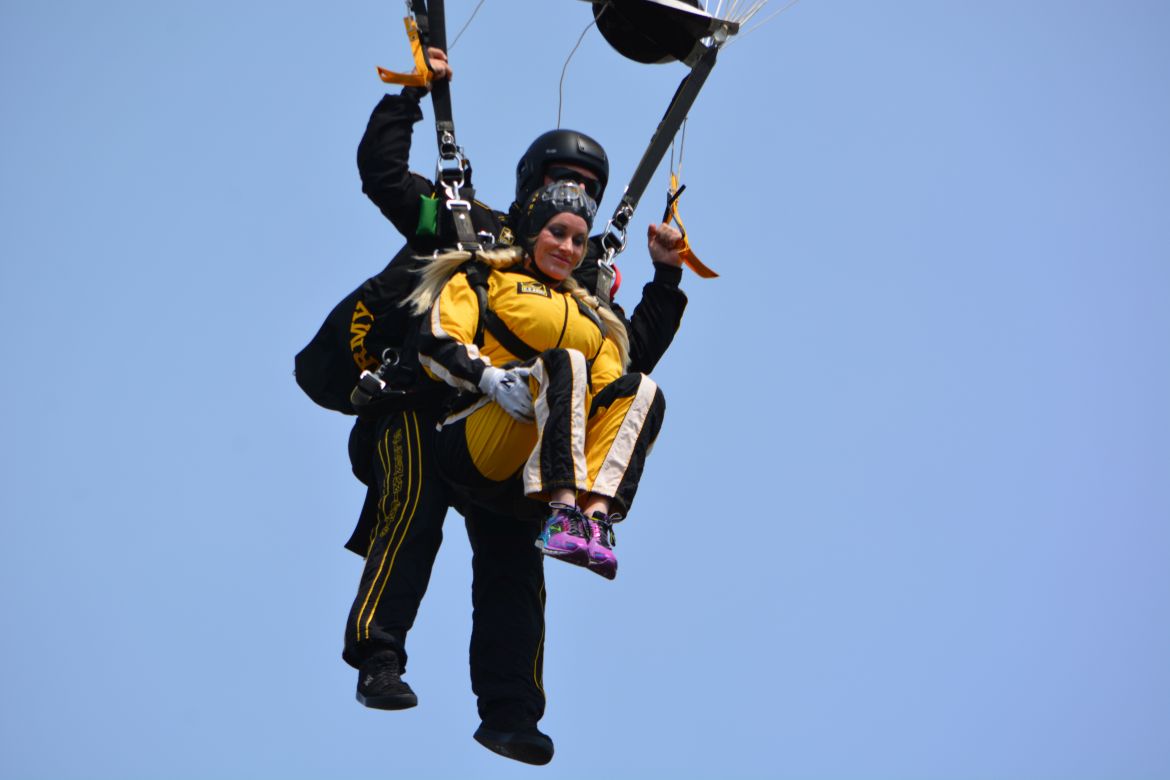 Golden Knights parachute team jump at Outlaw Field