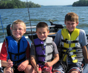 kids on boat