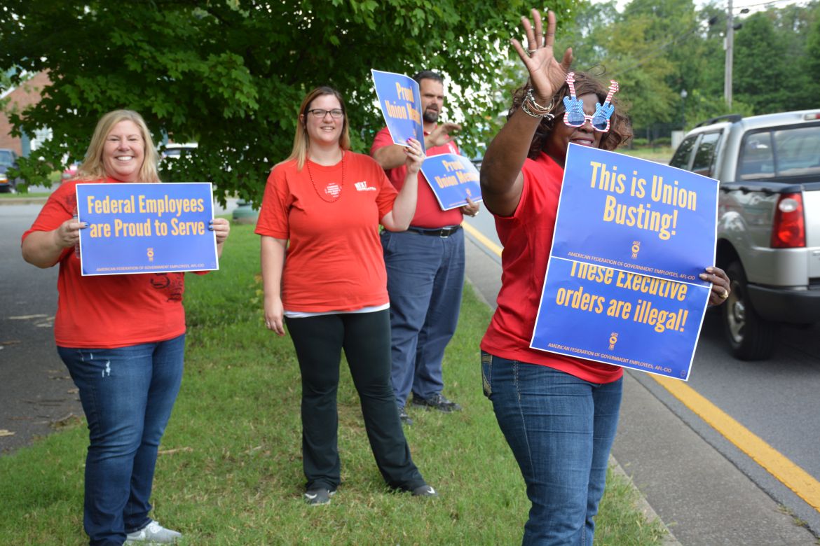 Local federal employee union holds demonstration against recent executive orders