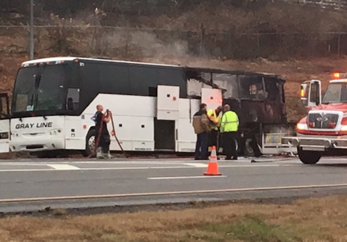 Park and Ride Bus from Clarksville catches fire on Interstate 24