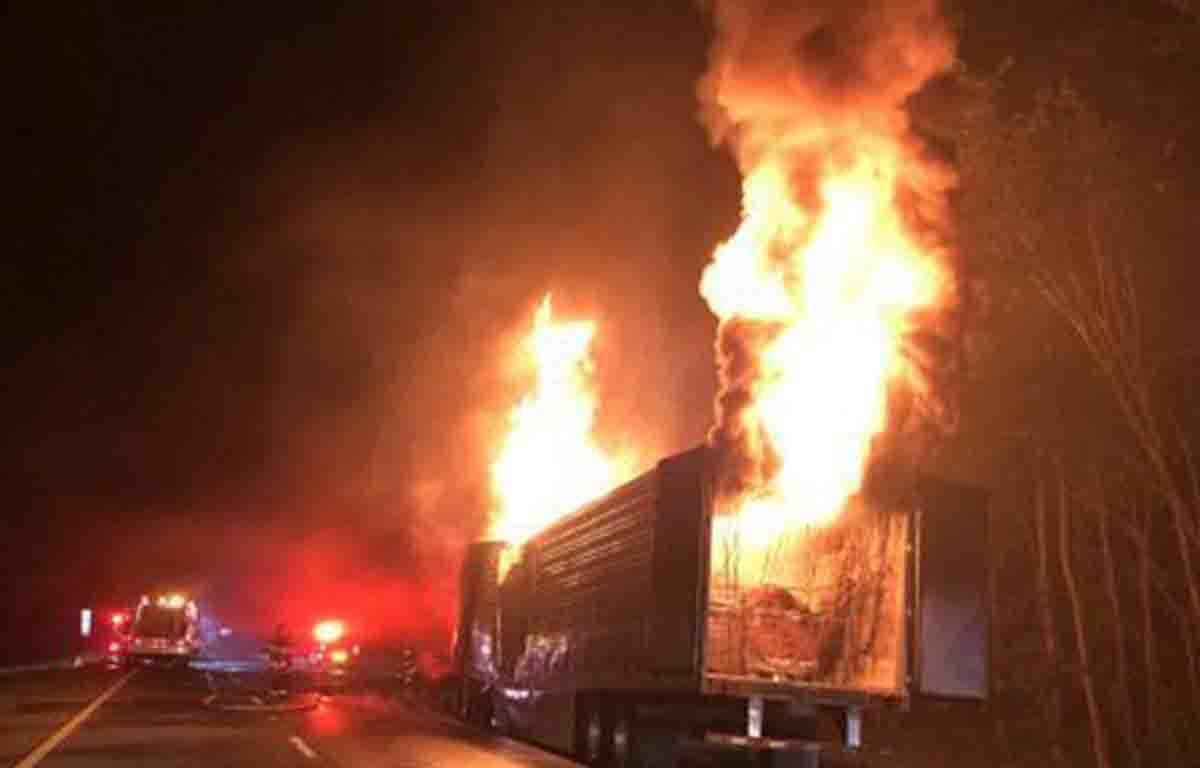 semi on fire