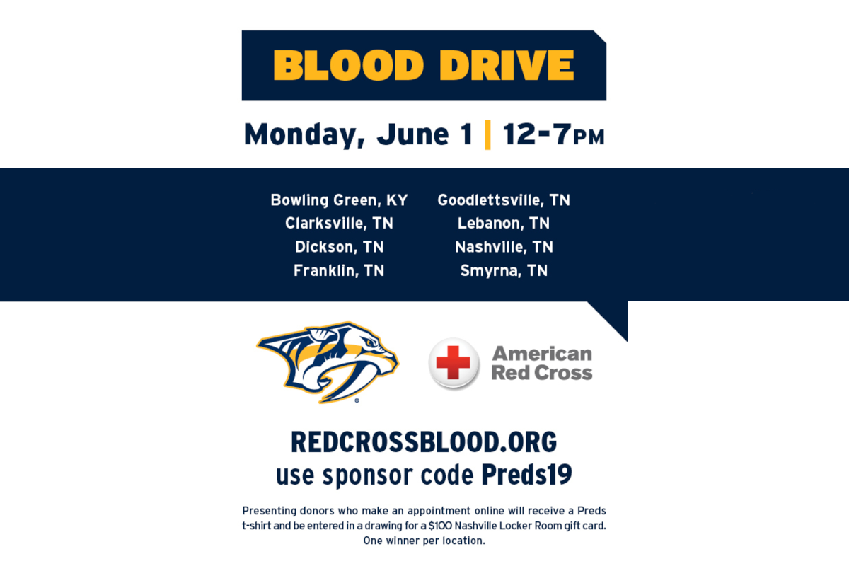 Nashville Preds partner with American Red Cross to host blood drive in Clarksville