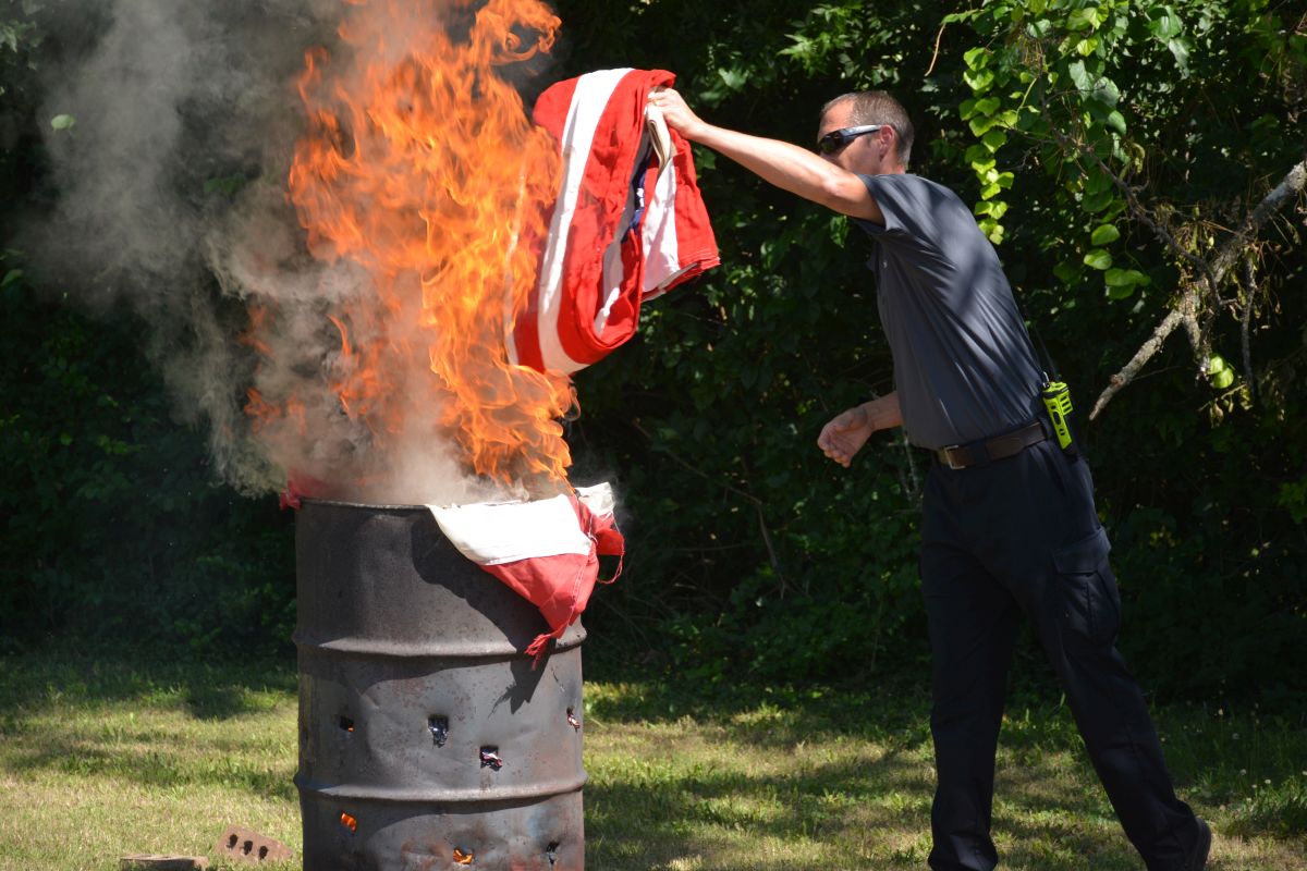 The Montgomery County Veterans Service Organization, American Legion Post 289, and Veterans of Foreign Wars Post 4895, held a Flag Day Retirement Ceremony on Mon June 14 2021 (Lee Erwin).