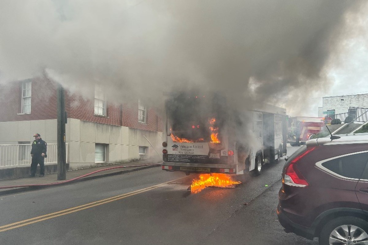 City bus catches fire in downtown Clarksville
