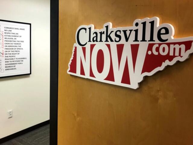 Some signs in the Clarksville Now newsroom offices at 5 Star Media Group in Clarksville, Tennessee. (Chris Smith)