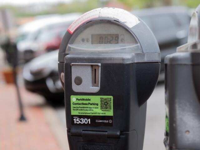Analog parking meter in downtown Clarksville with a Parkmobile option. (Contributed)