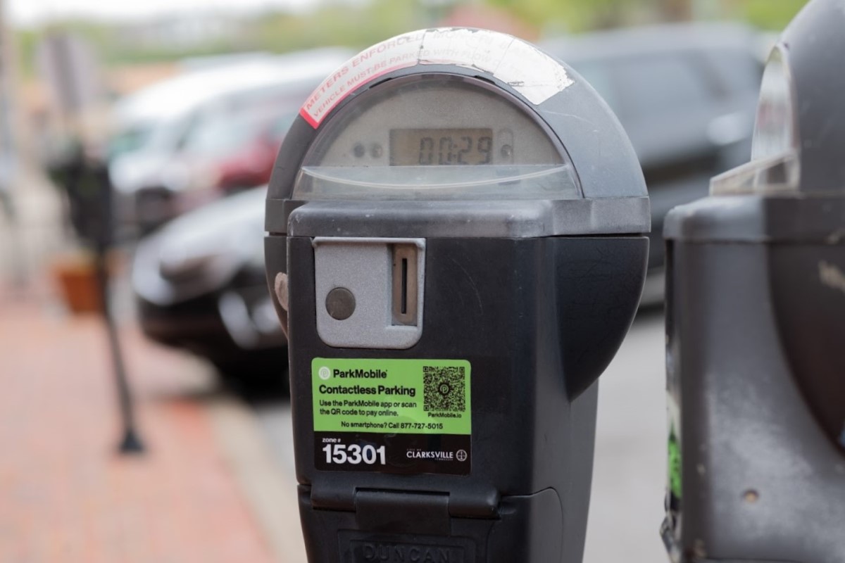 Analog parking meter in downtown Clarksville with a Parkmobile option. (Contributed)