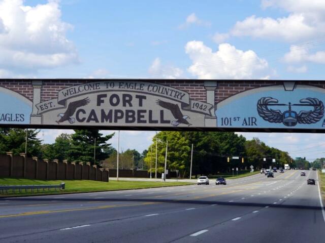 The Fort Campbell railroad bridge near Gate 2 above Fort Campbell Boulevard. Artwork by Paul Jones. (Clarksville Now)