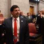State Rep. Jeff Burkhart of Clarksville is sworn in as a member of the Tennessee House of Representatives on Jan. 10, 2023. (Contributed)