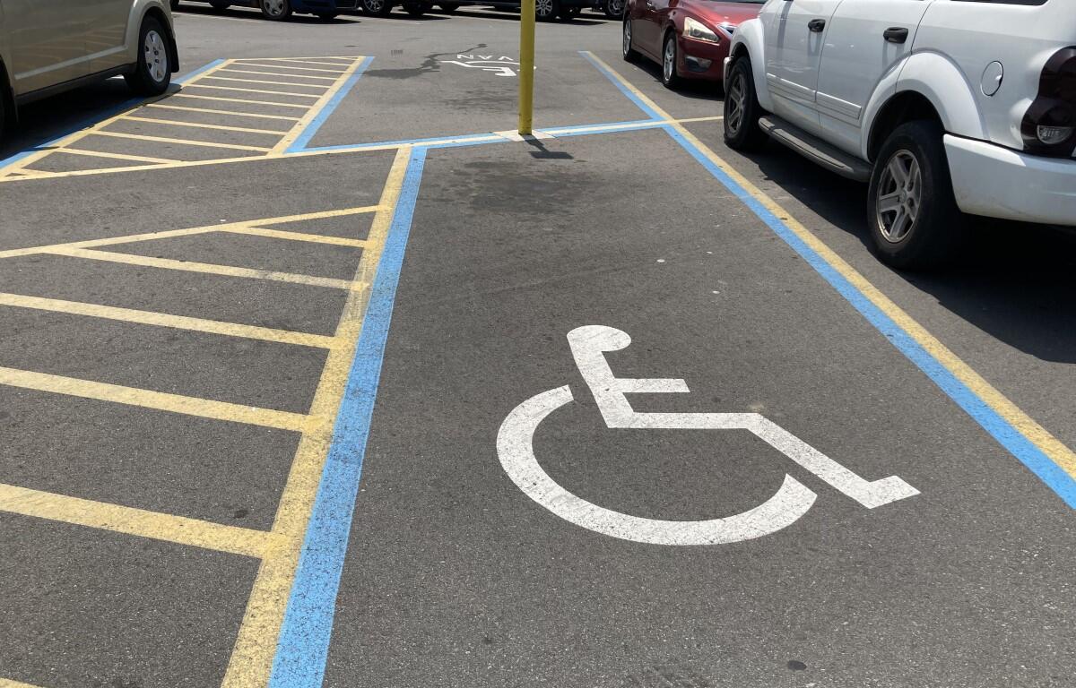 Handicapped parking spots at a parking lot in Clarksville. (Christian Brown)