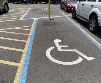 Handicapped parking spots at a parking lot in Clarksville. (Christian Brown)
