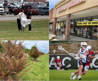 Clockwise from the top left, Rossview Elementary gun scare, Tuesday Morning closing, lacrosse in Clarksville, and dying plants.