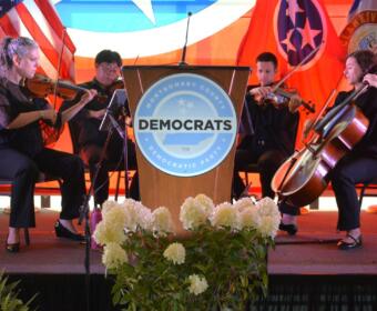 Musicians performing at the Montgomery County Democratic Party Blue South Banquet on Jun. 15, 2023. (Lee Erwin)