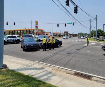 Several cars crashed at Wilma Rudolph Boulevard and Needmore Road on June 17, 2023. (CPD photo)