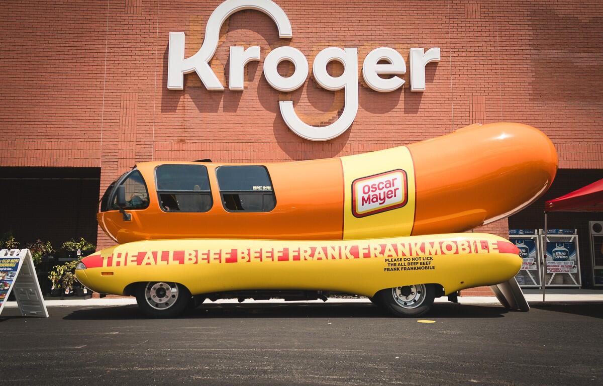 The Oscar Mayer Frankmobile at Kroger on Lowes Drive, July 29, 2023. (Wesley Irvin)