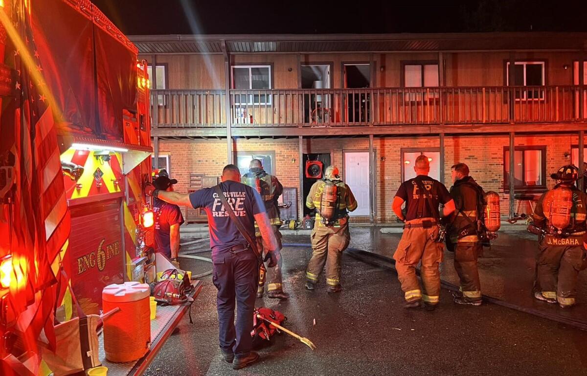 An apartment caught fire on Ringgold Road on Aug. 28, 2023. (Clarksville Fire Rescue photo)