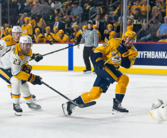 Nashville Predators Gold Star Showcase at F&M Bank Arena on Sept. 28, 2023. (Wesley Irvin)