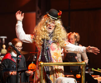 APSU Halloween percussion ensemble at the Music/Mass Communications building on Oct 27, 2023. (Wesley Irvin)