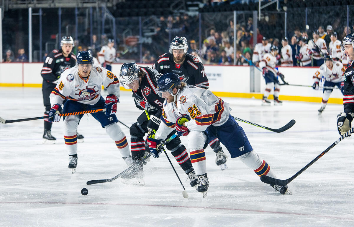 Peoria Rivermen vs. Huntsville Havoc ice hockey at F&M Bank Arena on Oct. 13, 2023. (Wesley Irvin)