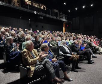 Guests inside APSU's Trahern Theatre at the Clarksville-Montgomery County Arts and Heritage Development Lifetime Achievement Awards Ceremony on Nov. 27, 2023. (Jordan Burns)