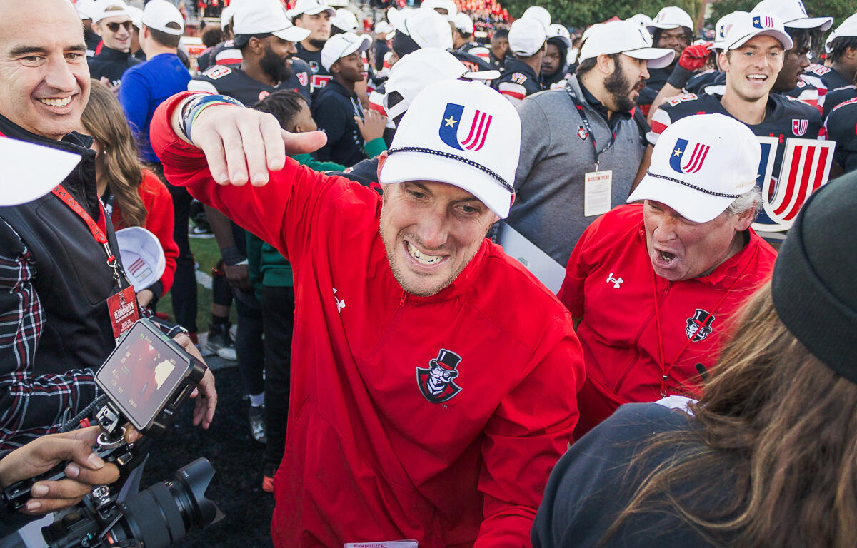 Coach Scotty Walden at APSU vs. Central Arkansas at Fortera Stadium on Nov 18, 2023. (Wesley Irvin)