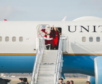 First Lady Jill Biden visited Fort Campbell on Saturday to celebrate Christmas and to meet with military families whose homes were destroyed or damaged by the Dec. 9 tornado on Dec. 23, 2023. (Wesley Irvin)