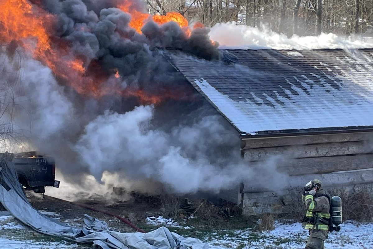 House destroyed by fire in Clarksville, likely from wood-burning stove