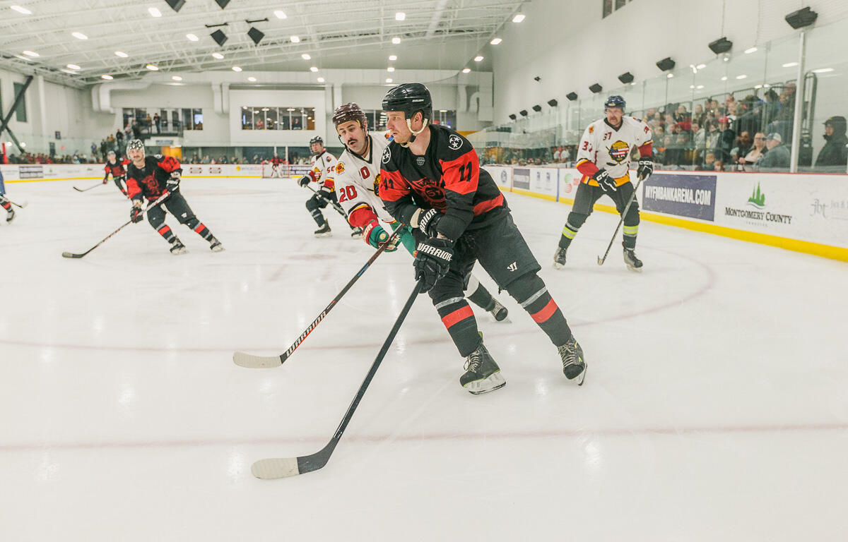 Nashville Fire Department wins in matchup against Tap House 57 Hockey Club in fundraiser for tornado victims on January 4, 2024. (Wesley Irvin)