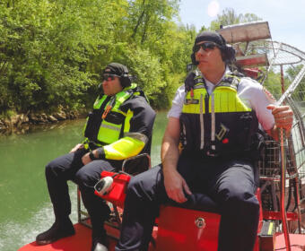 Clarksville Fire Rescue Airboat on April 23, 2024. (Wesley Irvin)
