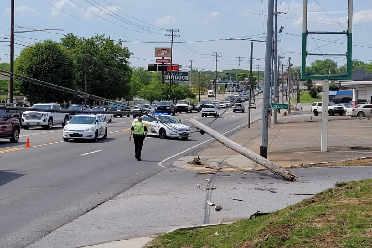 UPDATE: Truck crashes into utility pole, taking down AT&T lines across Providence Boulevard UPDATE: Truck crashes into utility pole, taking down AT&T lines across Providence Boulevard