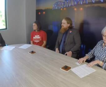 From the left, Clarksville Now Editor-in-Chief Chris Smith and candidates Kacie Bryant, Ritchie Patton and Dr. Laura Barnett.