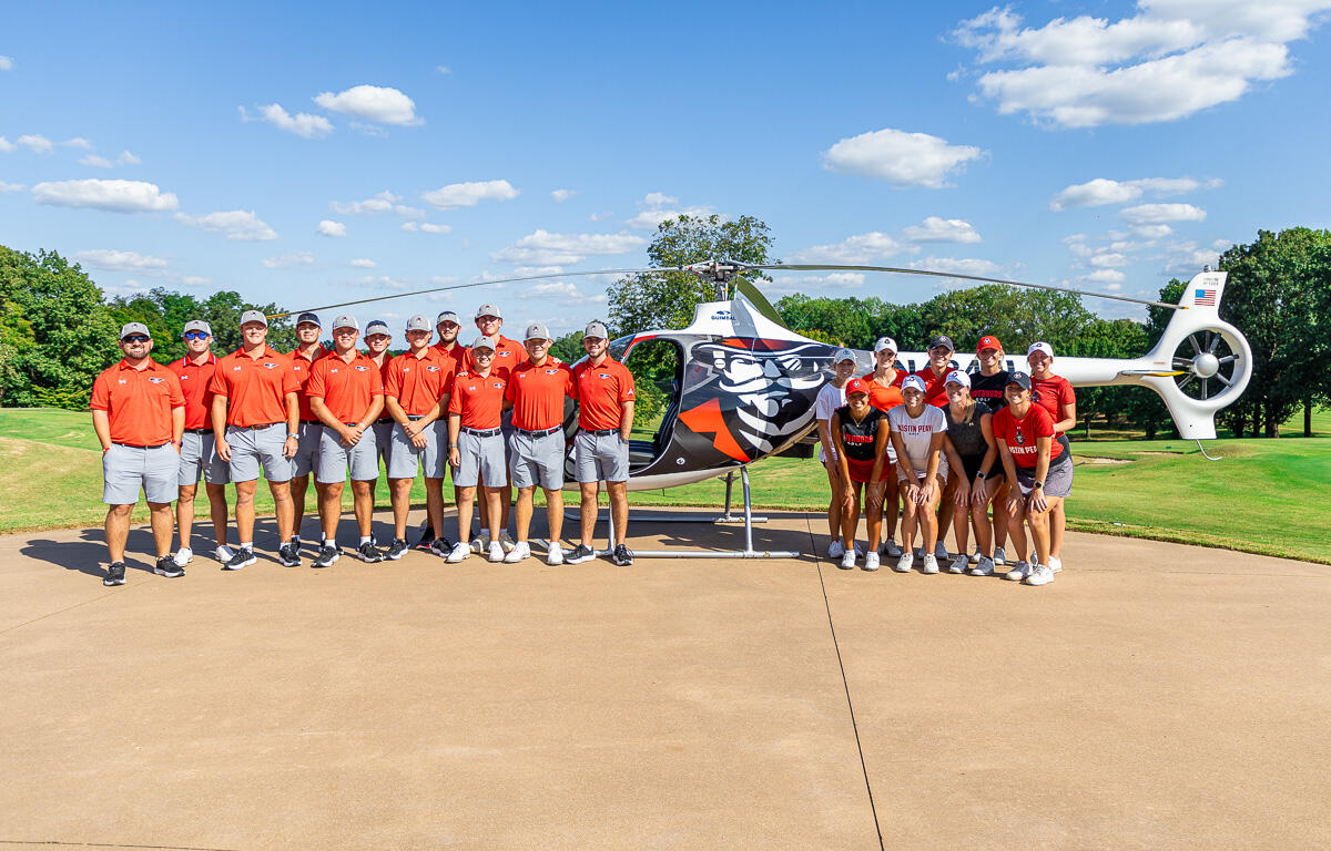 APSU Golf teams host meet and greet at Clarksville Country Club as the aviation program showcases one of its helicopters on September 20, 2024. (Wesley Irvin)