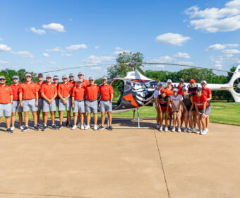 APSU Golf teams host meet and greet at Clarksville Country Club as the aviation program showcases one of its helicopters on September 20, 2024. (Wesley Irvin)