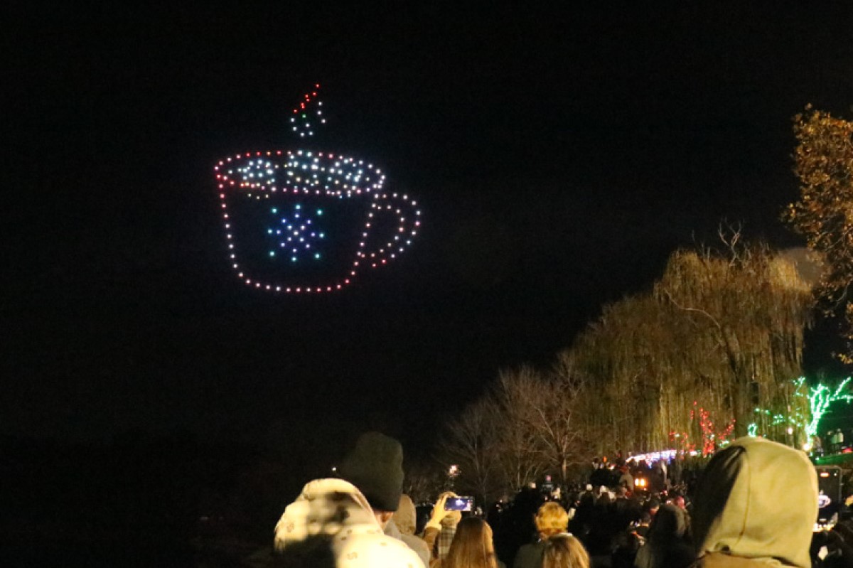 The city's first-ever drone show at Christmas on the Cumberland on Nov. 23, 2024. (Hugh Wheeler/APSU)