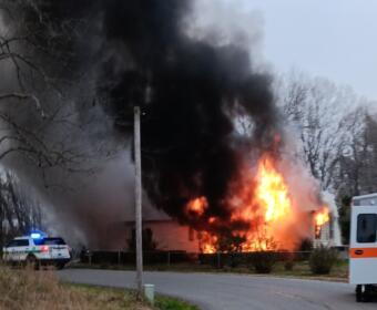 A house caught fire on Calvert Drive on the morning of Dec. 1, 2024. (Joseph Smith, contributed)