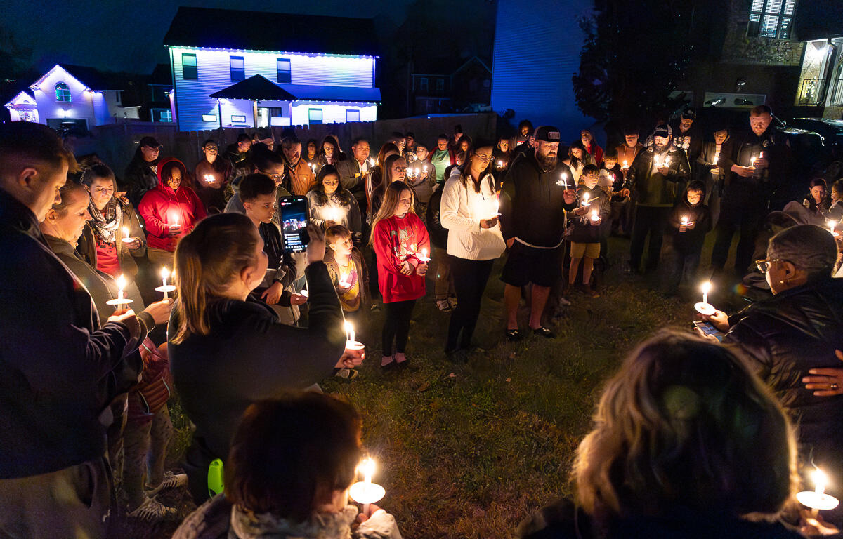 The Clarksville community gathered for candlelight vigil to honor the lives lost in the December 2023 EF-3 tornado on December 9, 2024. (Wesley Irvin)