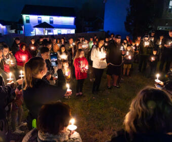 The Clarksville community gathered for candlelight vigil to honor the lives lost in the December 2023 EF-3 tornado on December 9, 2024. (Wesley Irvin)