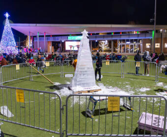 Downtown Commons hosts Movie Night and live Ice Sculpting event on December 19, 2024. (Wesley Irvin)