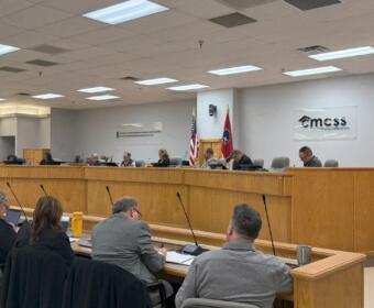 The CMCSS School Board convenes for their monthly formal session, Jan. 21, 2025. (Jordan Renfro)