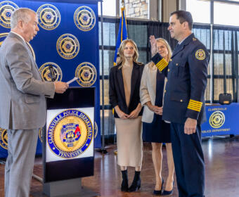 Clarksville Police Department Chief of Police swearing-in ceremony at Wilma Rudolph Event Center on February 28, 2025. (Wesley Irvin)