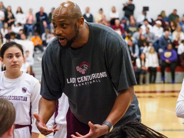 Former NBA player Trenton Hassell coaches the girls' basketball team at Clarksville Christian School.
