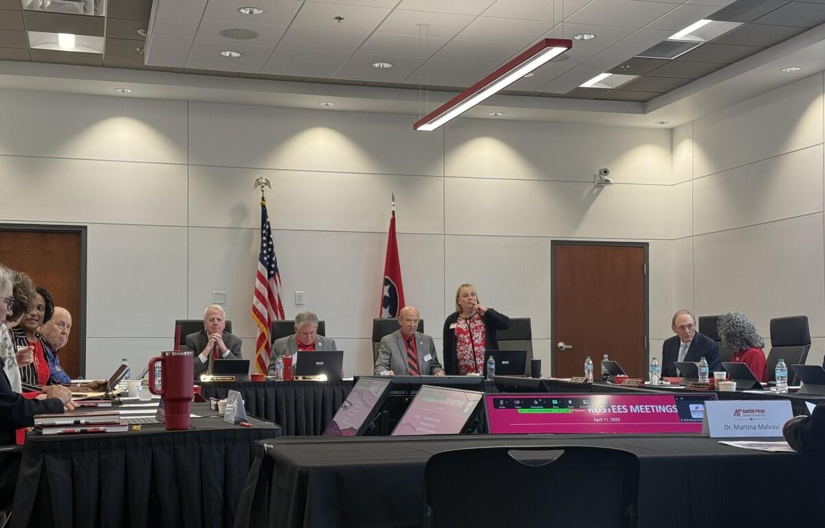 The Austin Peay State University Board of Trustees meets on April 11, 2025, in their new board room. (Jordan Renfro)