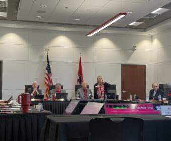 The Austin Peay State University Board of Trustees meets on April 11, 2025, in their new board room. (Jordan Renfro)