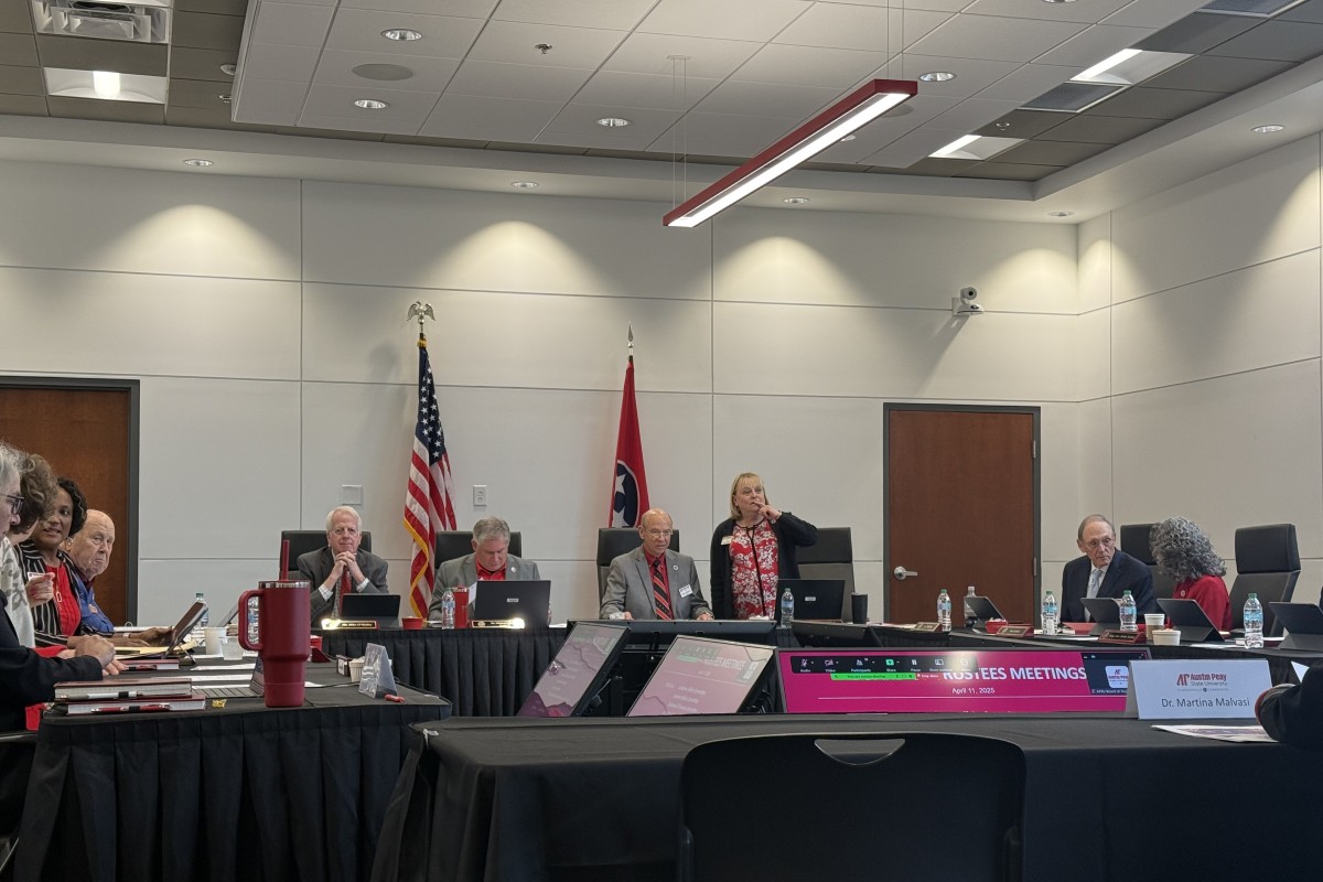 The Austin Peay State University Board of Trustees meets on April 11, 2025, in their new board room. (Jordan Renfro)
