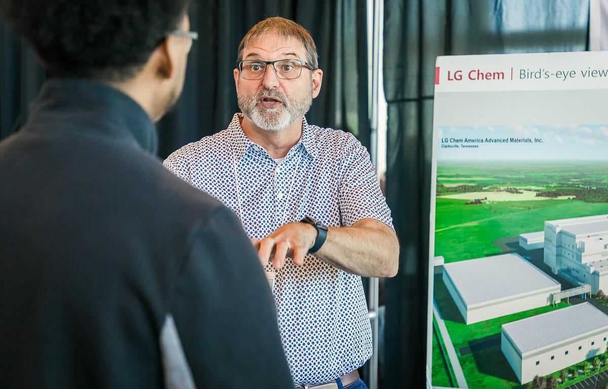 LG Chem at the 8th Mega Job Fair at the Wilma Rudolph Event Center on April 6, 2025. (Wesley Irvin)