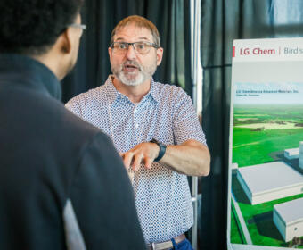 LG Chem at the 8th Mega Job Fair at the Wilma Rudolph Event Center on April 6, 2025. (Wesley Irvin)