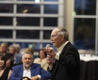 Jack Turner speaks during the changemakers conversation at the Millan Foundation Banquet at the WREC. April 17, 2025 (Jeff Danault)