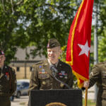Maj. Gen. Brett Sylvia at Fort Campbell's Memorial Day Ceremony on May 22, 2025. (Jeff Danault)